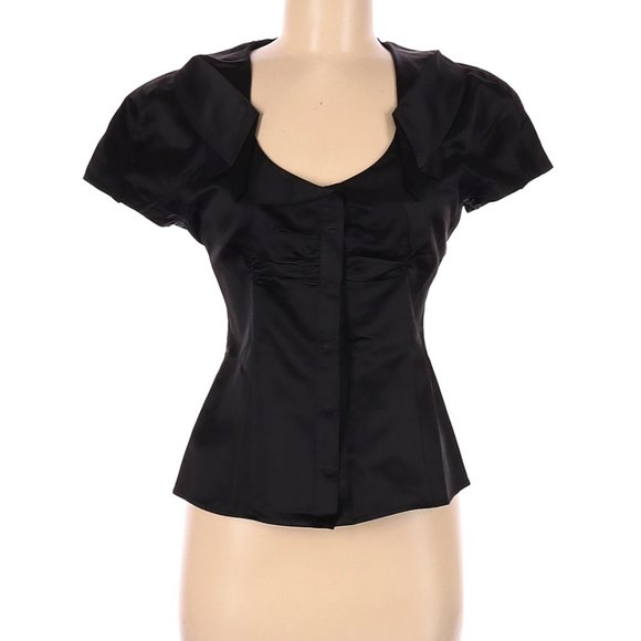 Prada Tops - Prada Black Short Sleeve Draped Top Blouse